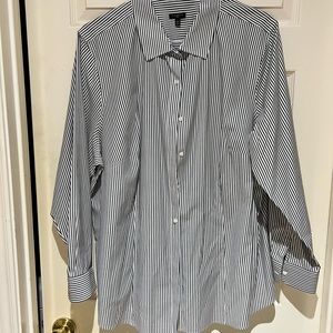 Talbots Black and White Striped Button Down